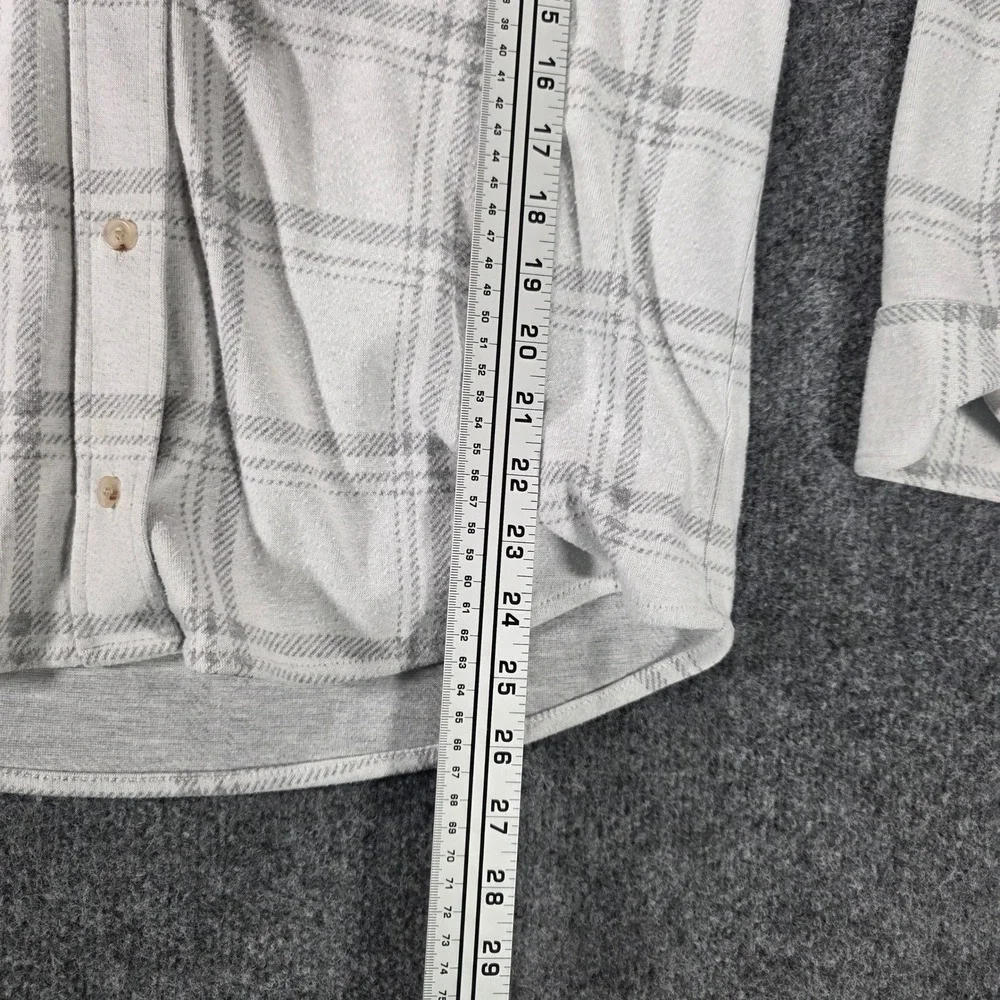 Faherty Legend Shirt Plaid Flannel Button Down Grey Knit Stretch Medium Womens - Picture 7 of 7
